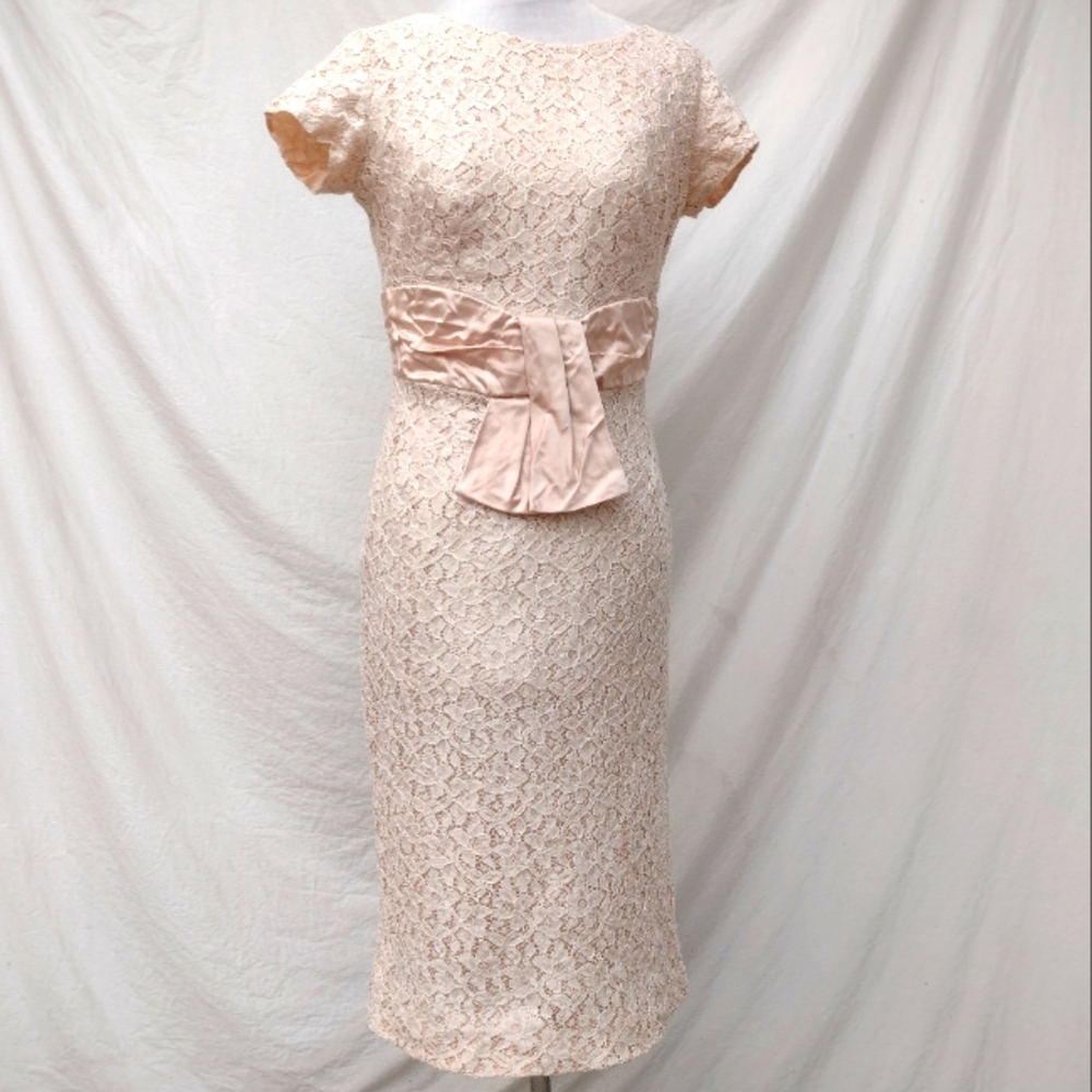 Vintage Champagne Jr. Theme Lace Sheath Dress Women's XS